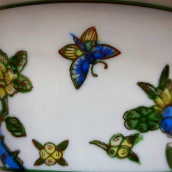 Andrea by Sadek Hand Painted Porcelain Floral Butterfly Rice Serving Bowl #9399 - Picture 6 of 8